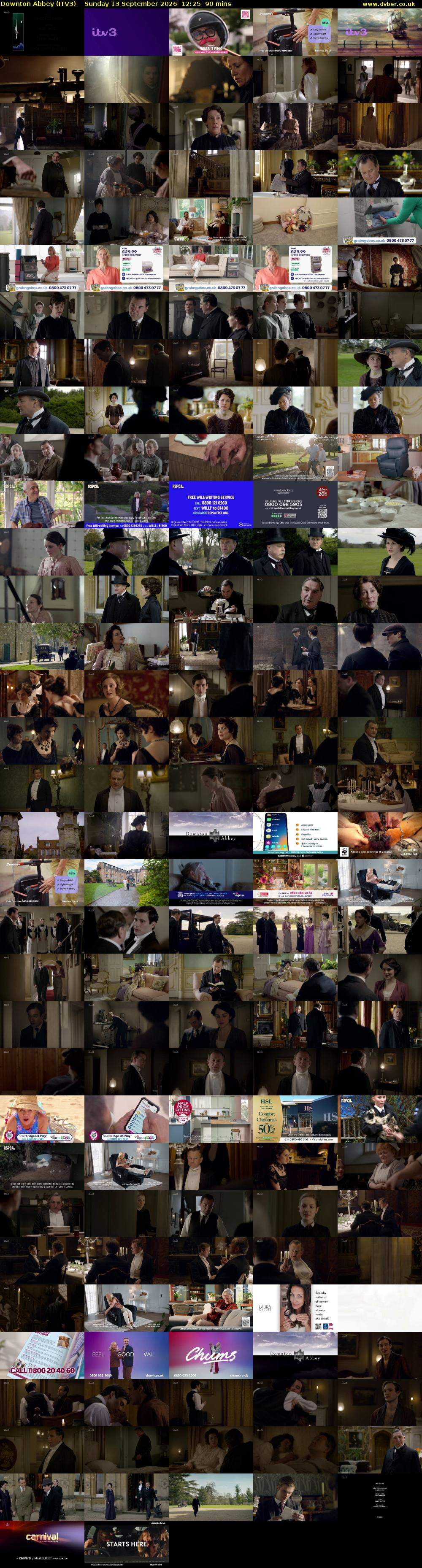Downton Abbey (ITV3) Sunday 13 September 2026 12:25 - 13:55