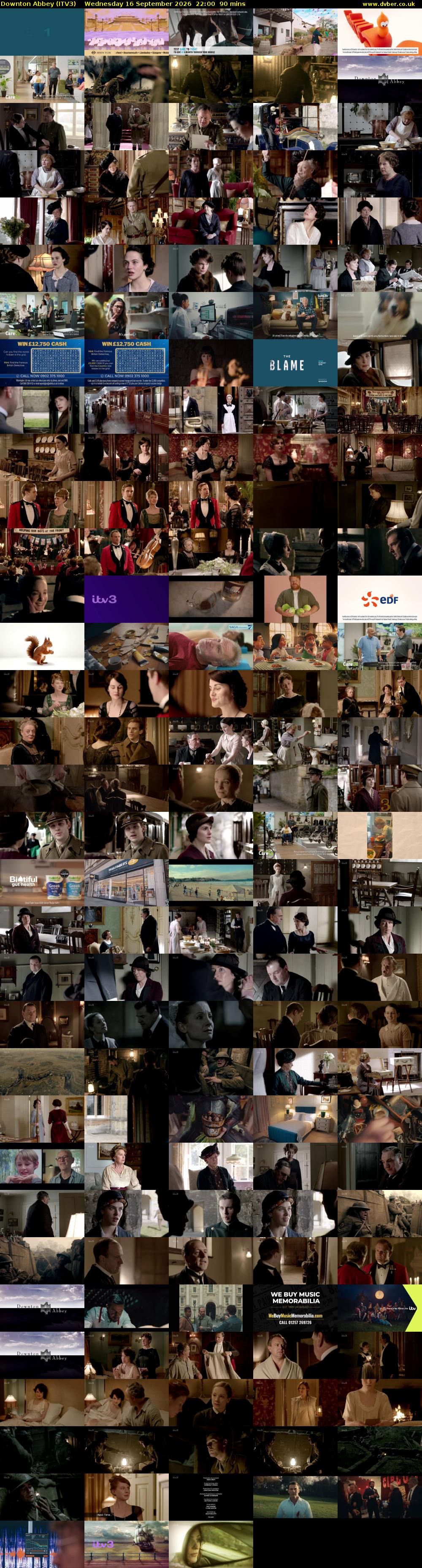 Downton Abbey (ITV3) Wednesday 16 September 2026 22:00 - 23:30