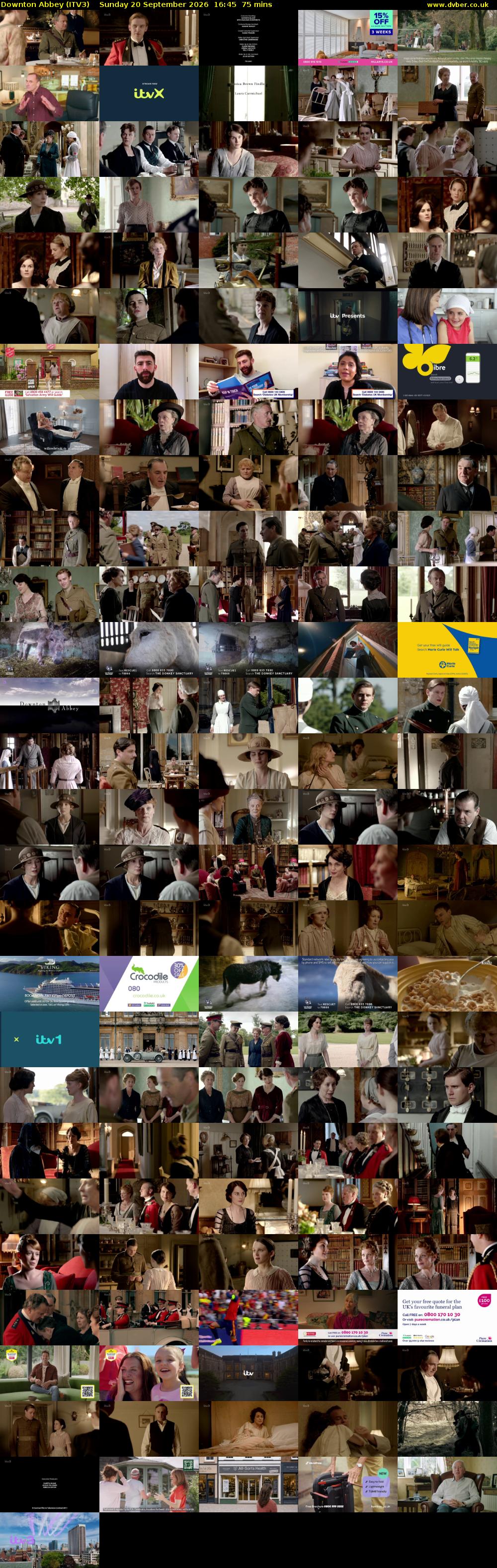 Downton Abbey (ITV3) Sunday 20 September 2026 16:45 - 18:00