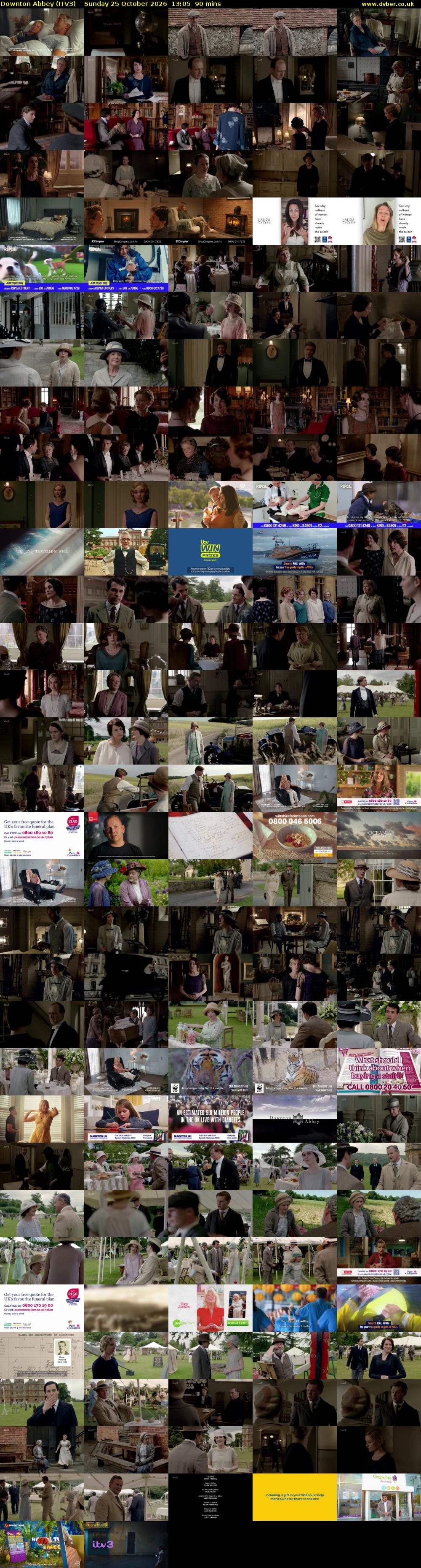 Downton Abbey (ITV3) Sunday 25 October 2026 13:05 - 14:35