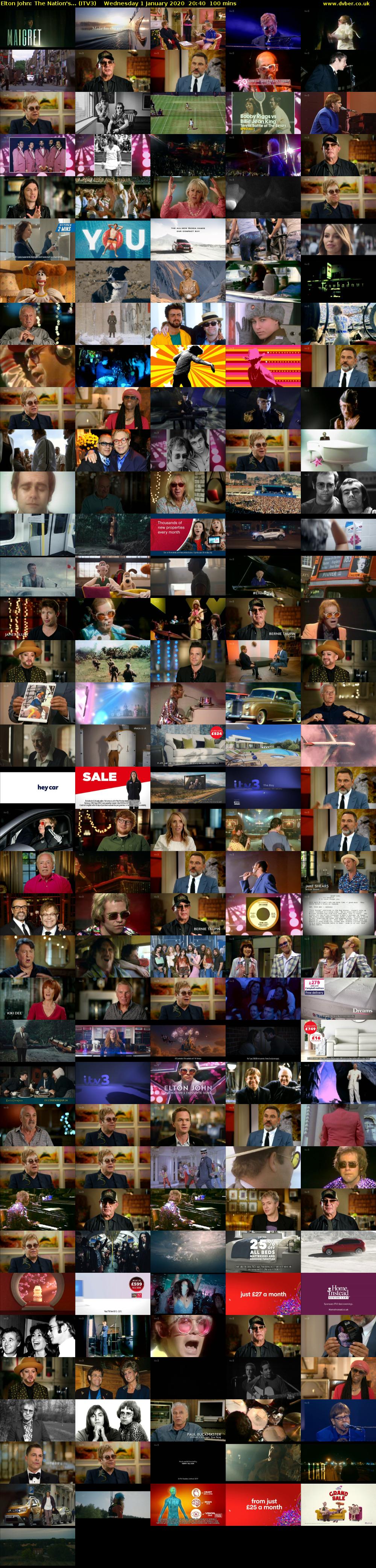 Elton John: The Nation's... (ITV3) Wednesday 1 January 2020 20:40 - 22:20