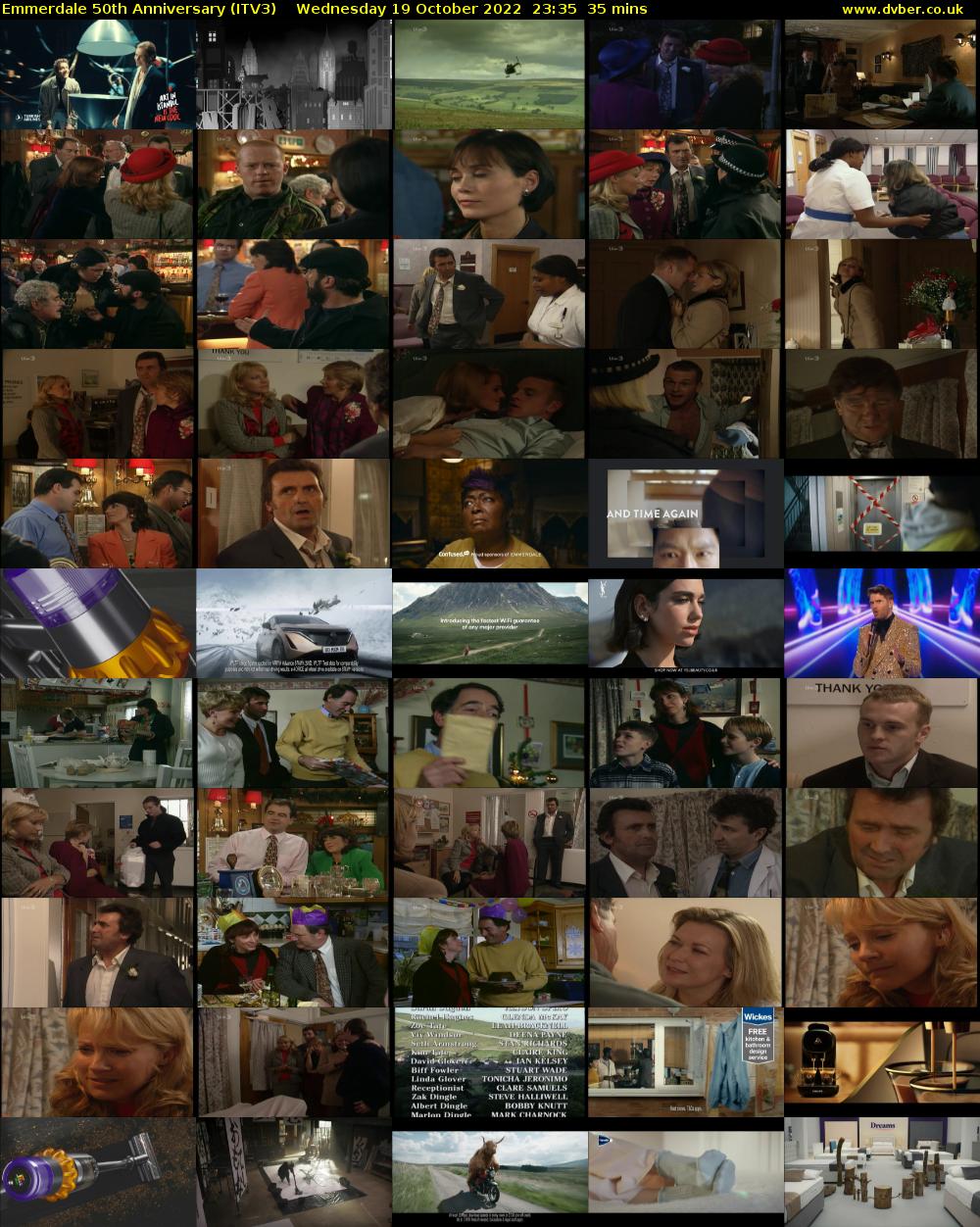 Emmerdale 50th Anniversary (ITV3) Wednesday 19 October 2022 23:35 - 00:10