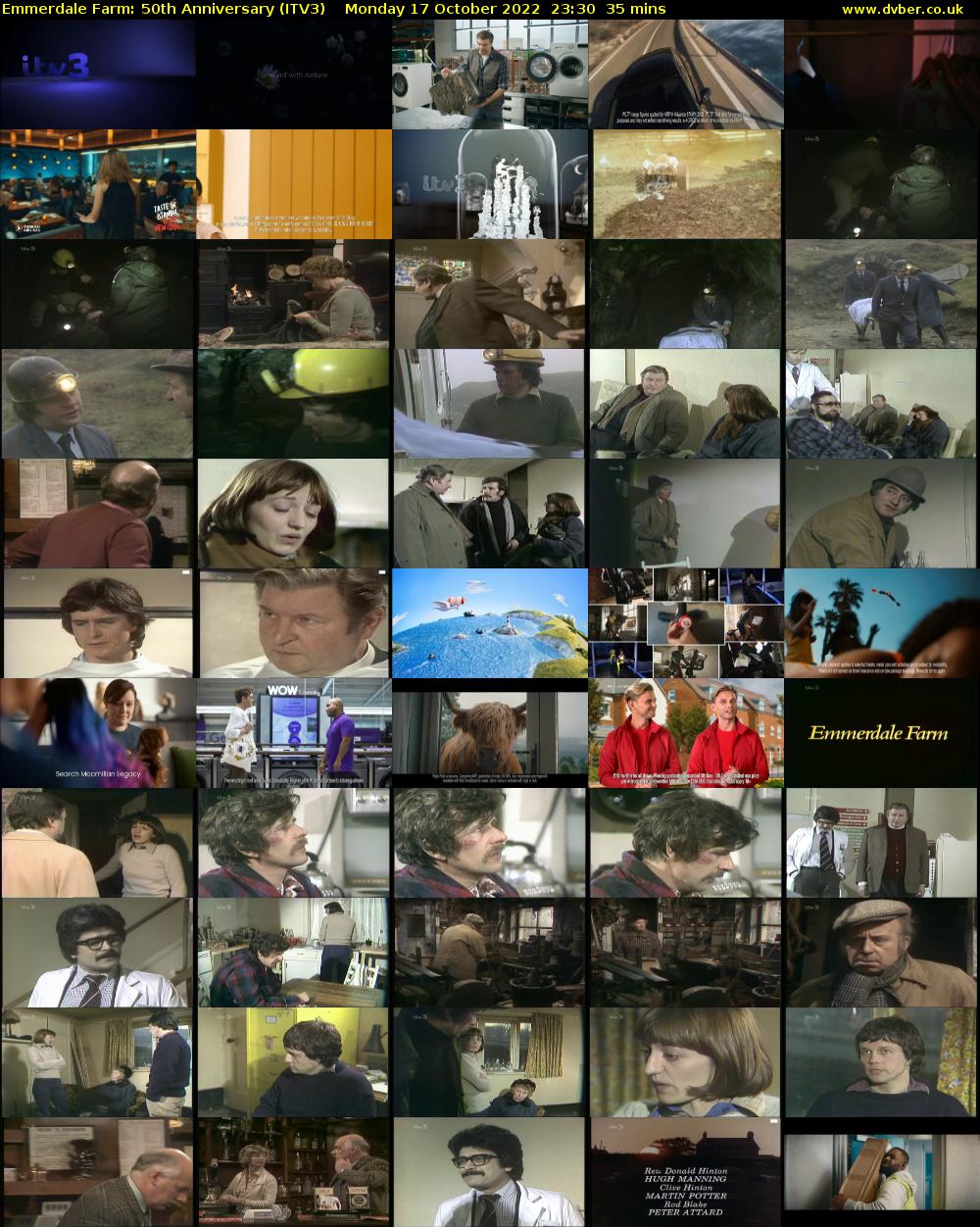 Emmerdale Farm: 50th Anniversary (ITV3) Monday 17 October 2022 23:30 - 00:05