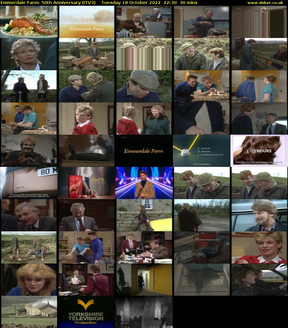 Emmerdale Farm: 50th Anniversary (ITV3) Tuesday 18 October 2022 22:30 - 23:00