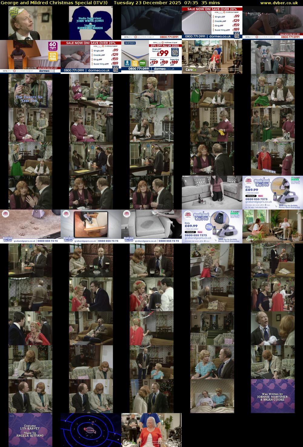 George and Mildred Christmas Special (ITV3) Tuesday 23 December 2025 07:35 - 08:10