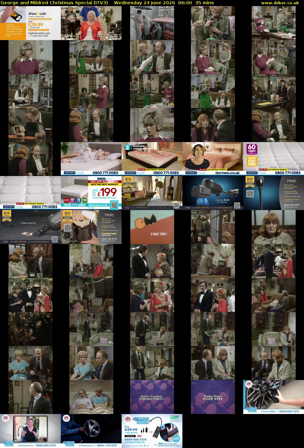 George and Mildred Christmas Special (ITV3) Wednesday 24 June 2026 06:00 - 06:35