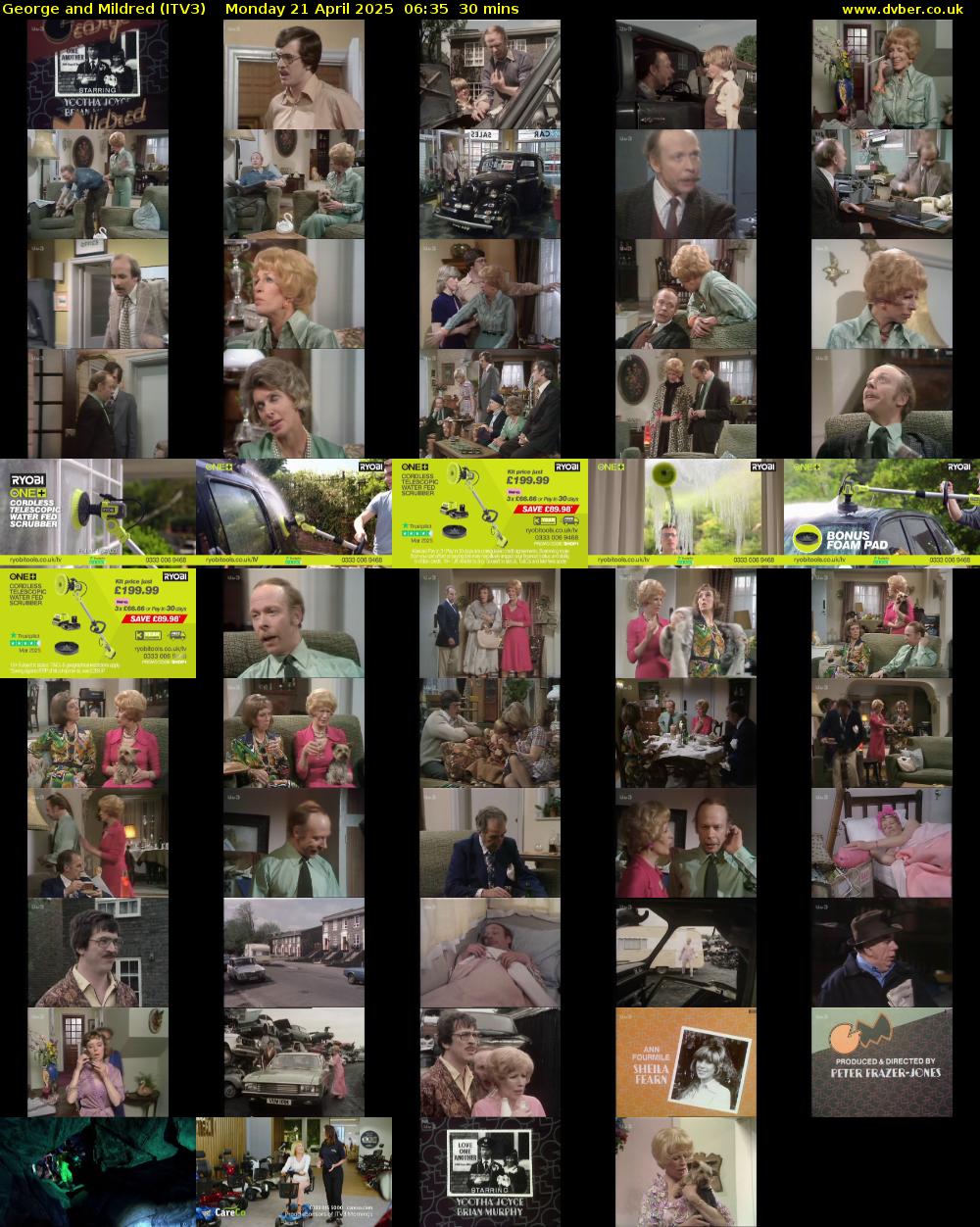 George and Mildred (ITV3) Monday 21 April 2025 06:35 - 07:05