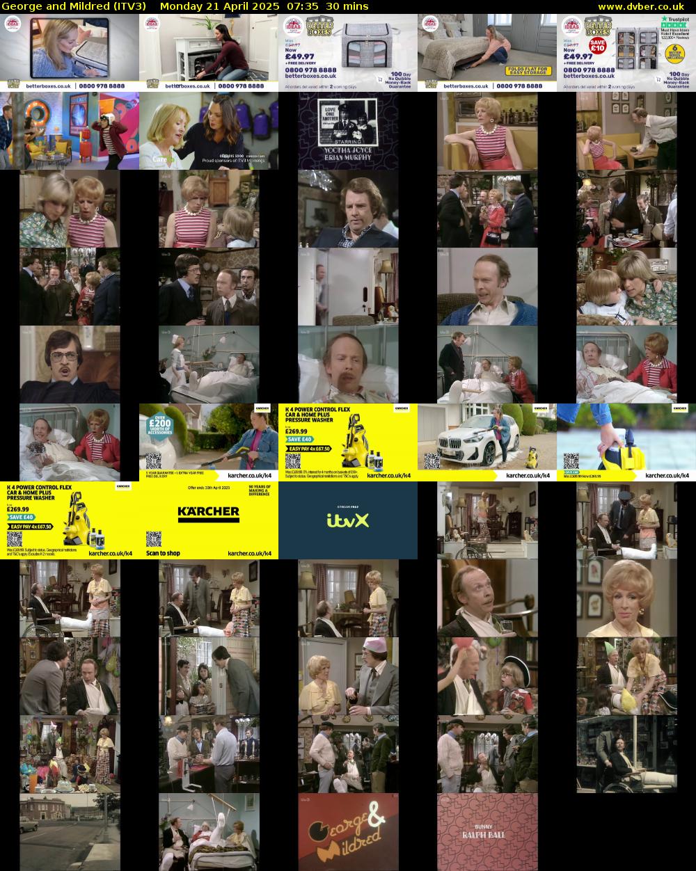 George and Mildred (ITV3) Monday 21 April 2025 07:35 - 08:05