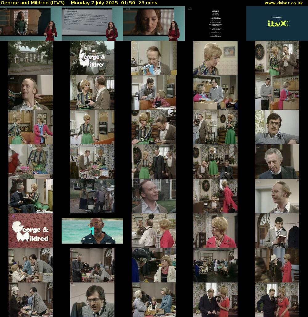 George and Mildred (ITV3) Monday 7 July 2025 01:50 - 02:15