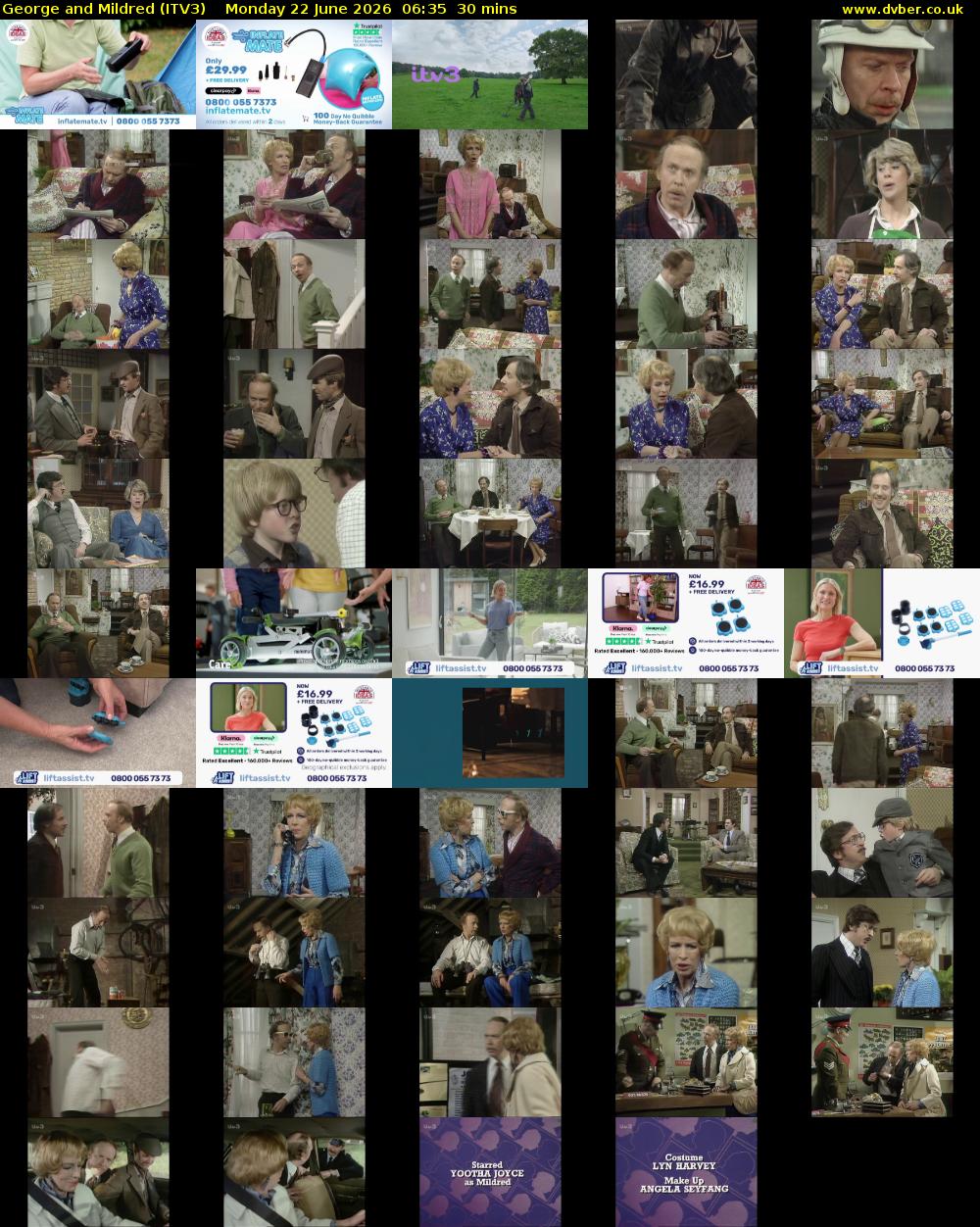 George and Mildred (ITV3) Monday 22 June 2026 06:35 - 07:05