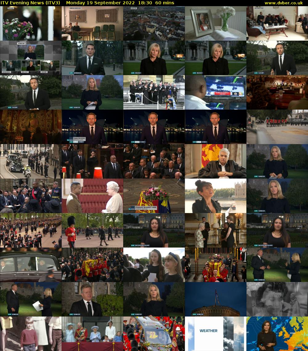 ITV Evening News (ITV3) Monday 19 September 2022 18:30 - 19:30