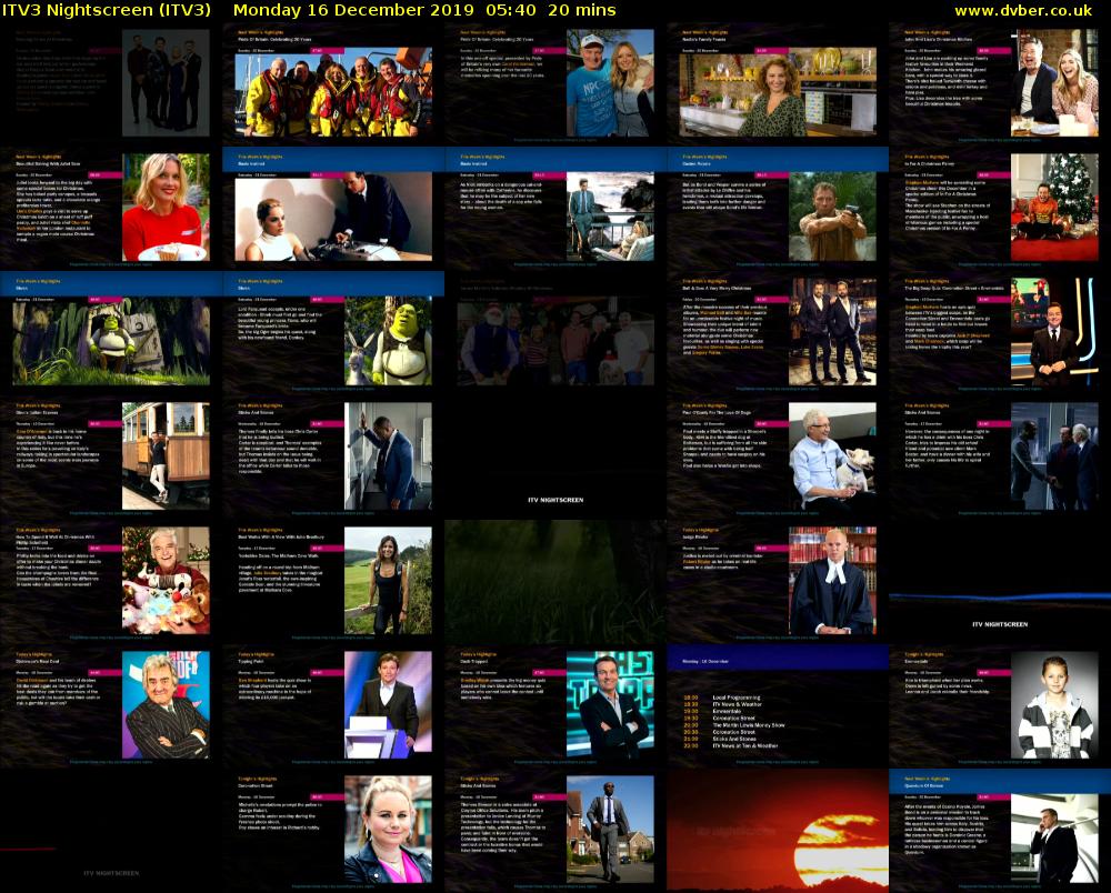 ITV3 Nightscreen (ITV3) Monday 16 December 2019 05:40 - 06:00
