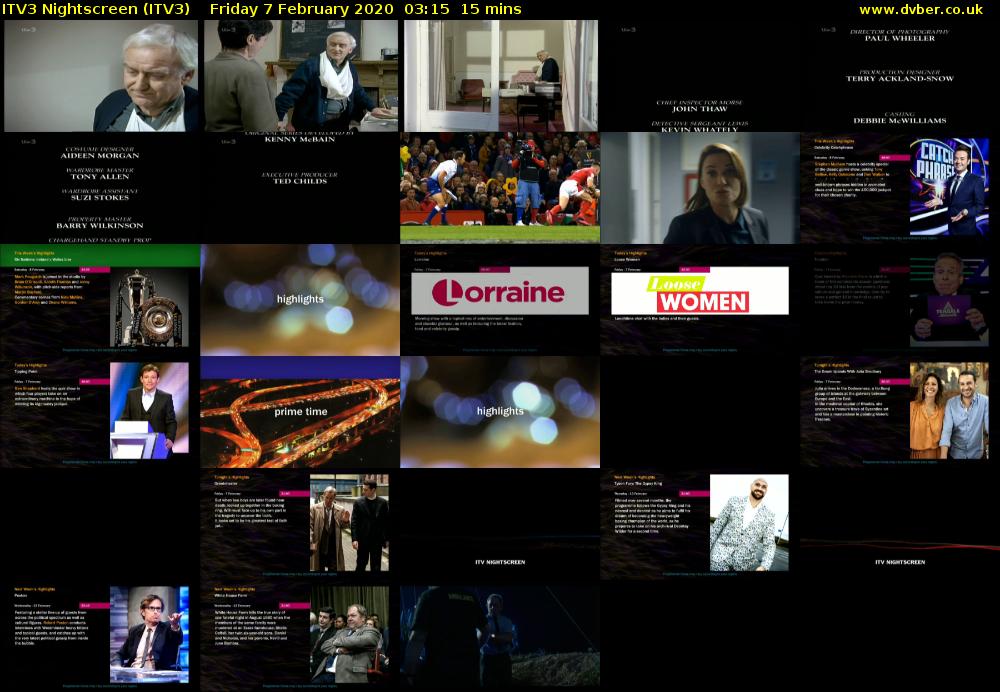 ITV3 Nightscreen (ITV3) Friday 7 February 2020 03:15 - 03:30