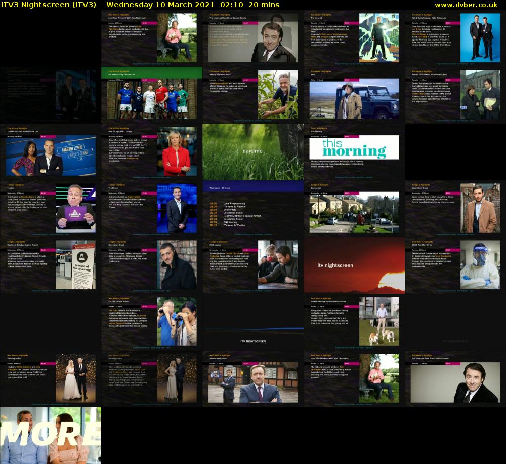 ITV3 Nightscreen (ITV3) Wednesday 10 March 2021 02:10 - 02:30
