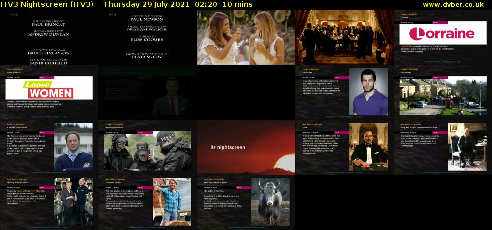 ITV3 Nightscreen (ITV3) Thursday 29 July 2021 02:20 - 02:30