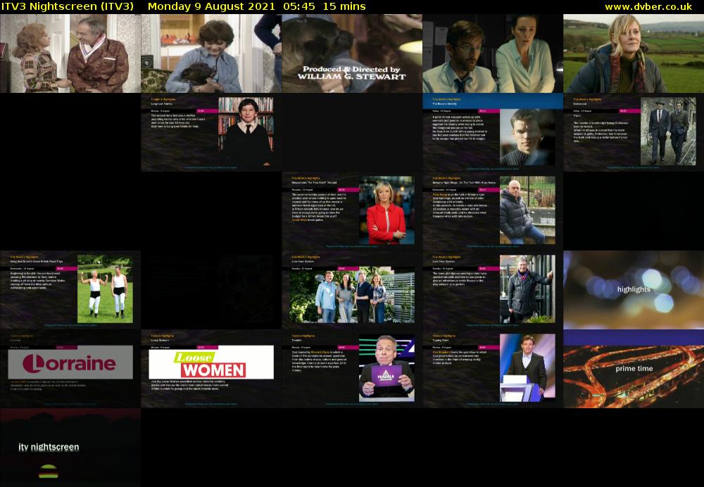 ITV3 Nightscreen (ITV3) Monday 9 August 2021 05:45 - 06:00