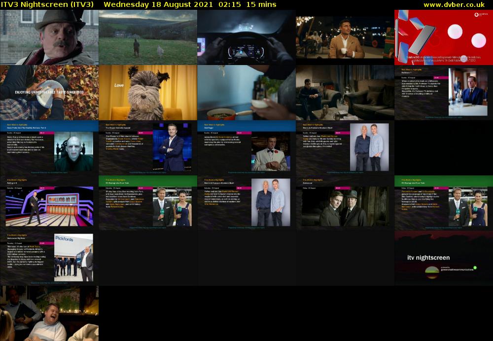ITV3 Nightscreen (ITV3) Wednesday 18 August 2021 02:15 - 02:30