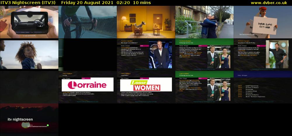 ITV3 Nightscreen (ITV3) Friday 20 August 2021 02:20 - 02:30