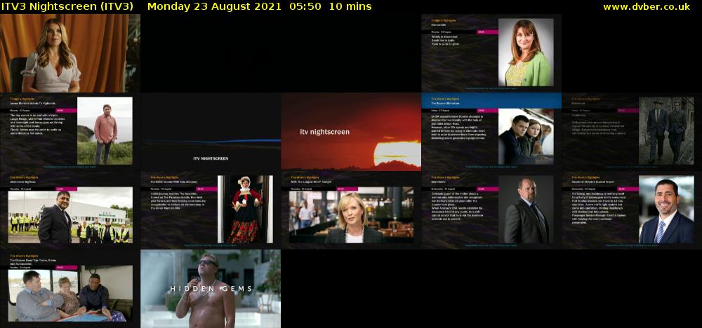 ITV3 Nightscreen (ITV3) Monday 23 August 2021 05:50 - 06:00