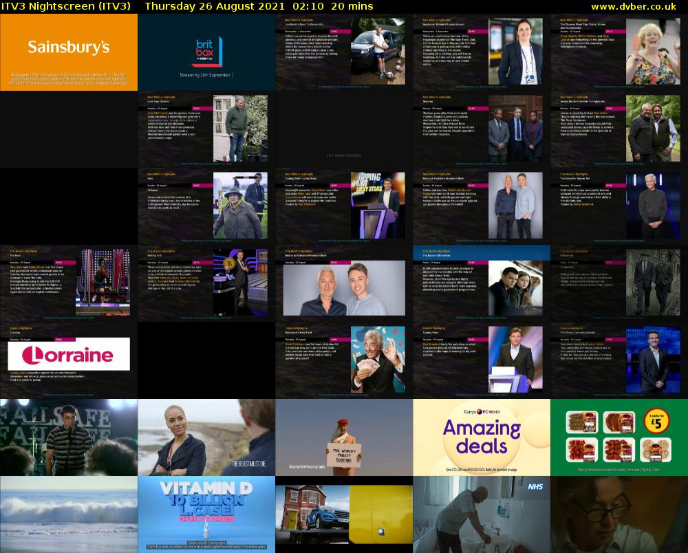 ITV3 Nightscreen (ITV3) Thursday 26 August 2021 02:10 - 02:30