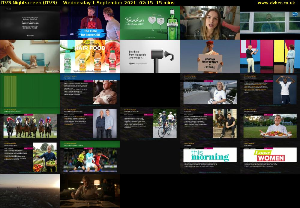 ITV3 Nightscreen (ITV3) Wednesday 1 September 2021 02:15 - 02:30
