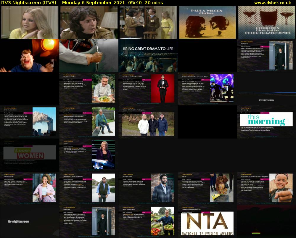 ITV3 Nightscreen (ITV3) Monday 6 September 2021 05:40 - 06:00