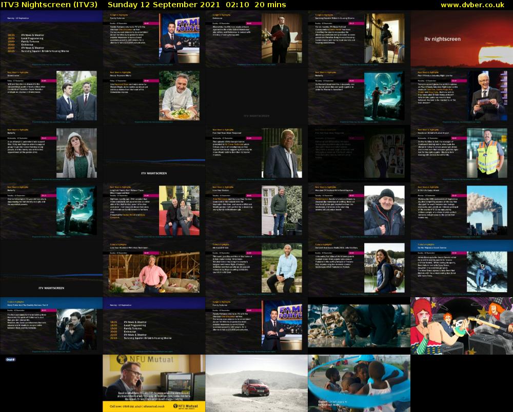 ITV3 Nightscreen (ITV3) Sunday 12 September 2021 02:10 - 02:30