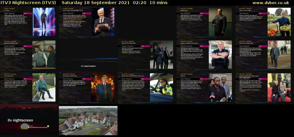 ITV3 Nightscreen (ITV3) Saturday 18 September 2021 02:20 - 02:30