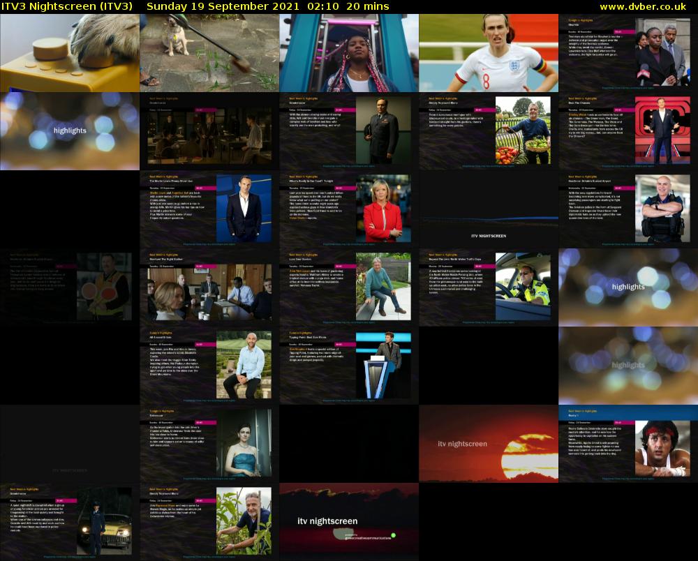 ITV3 Nightscreen (ITV3) Sunday 19 September 2021 02:10 - 02:30