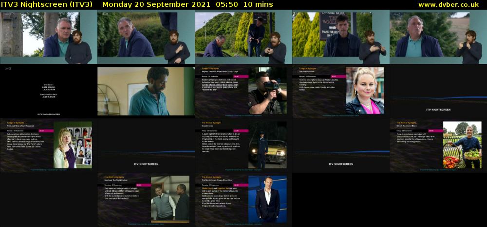 ITV3 Nightscreen (ITV3) Monday 20 September 2021 05:50 - 06:00