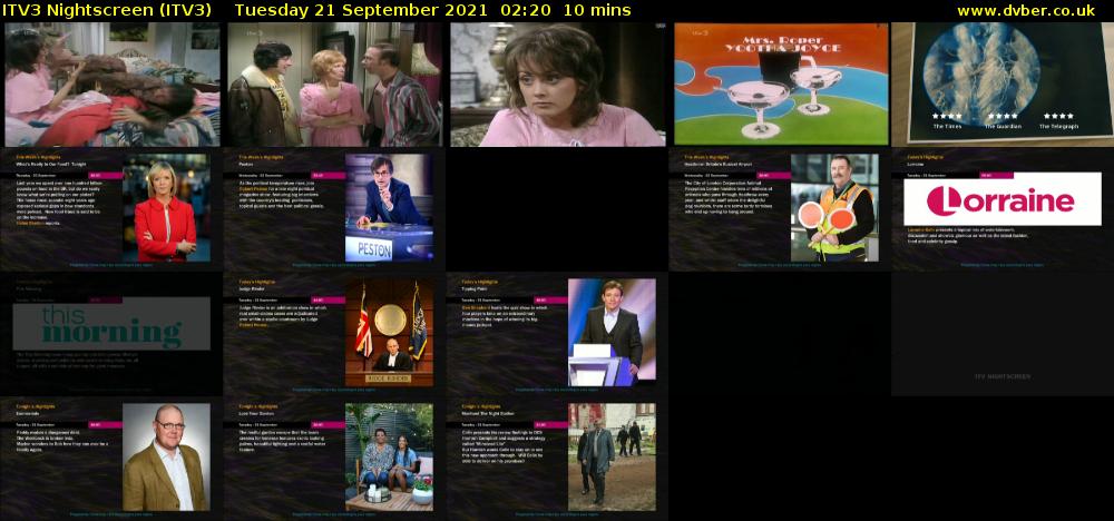 ITV3 Nightscreen (ITV3) Tuesday 21 September 2021 02:20 - 02:30