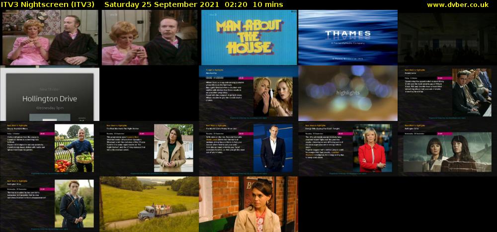ITV3 Nightscreen (ITV3) Saturday 25 September 2021 02:20 - 02:30