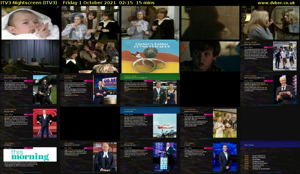ITV3 Nightscreen (ITV3) Friday 1 October 2021 02:15 - 02:30