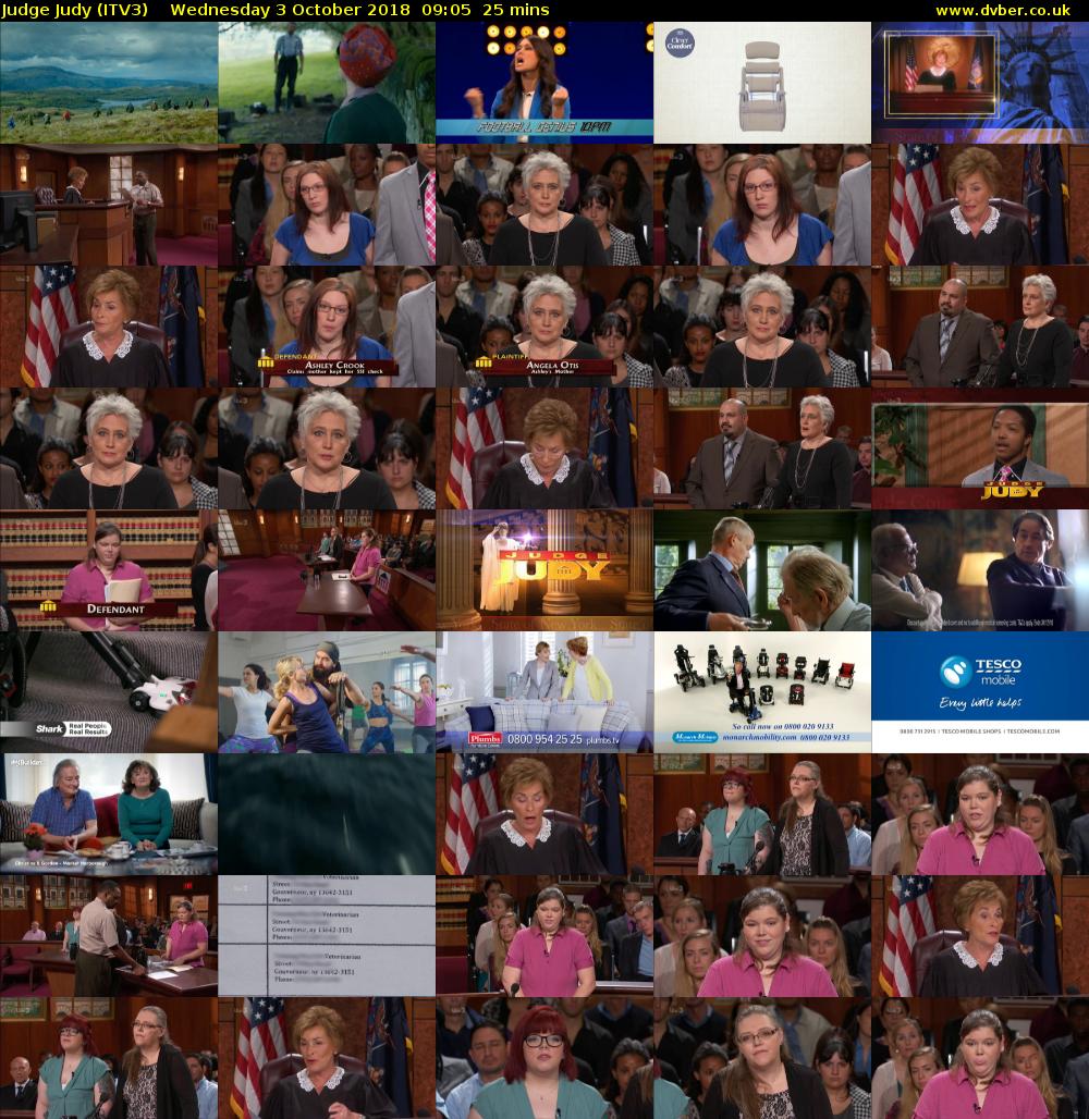 Judge Judy (ITV3) Wednesday 3 October 2018 09:05 - 09:30