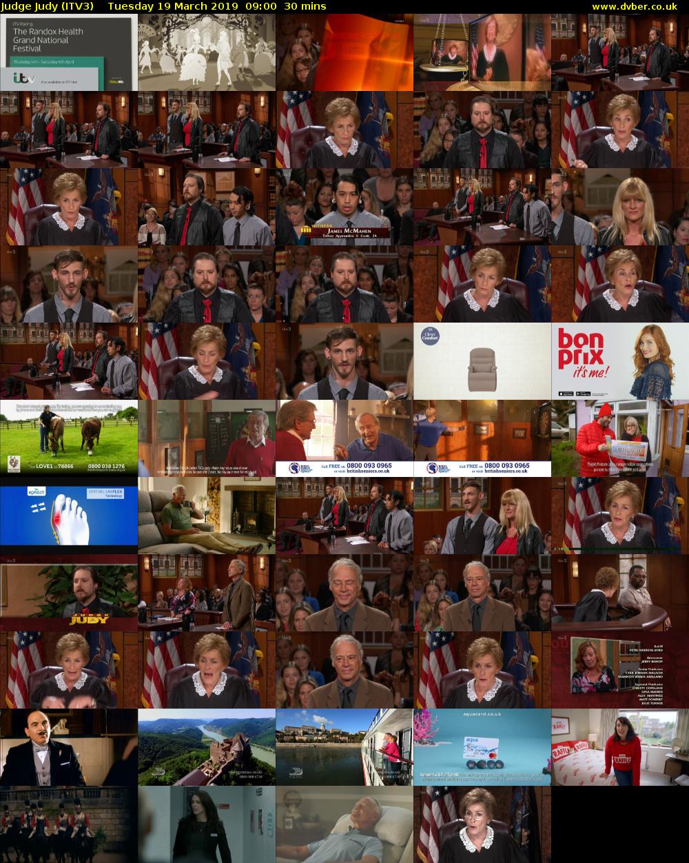 Judge Judy (ITV3) Tuesday 19 March 2019 09:00 - 09:30