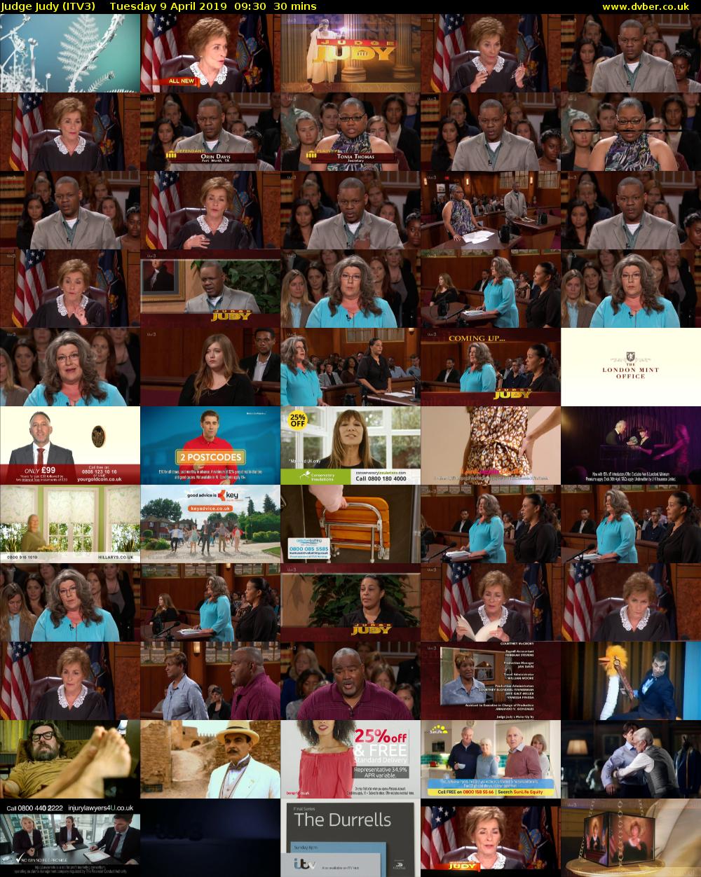 Judge Judy (ITV3) Tuesday 9 April 2019 09:30 - 10:00