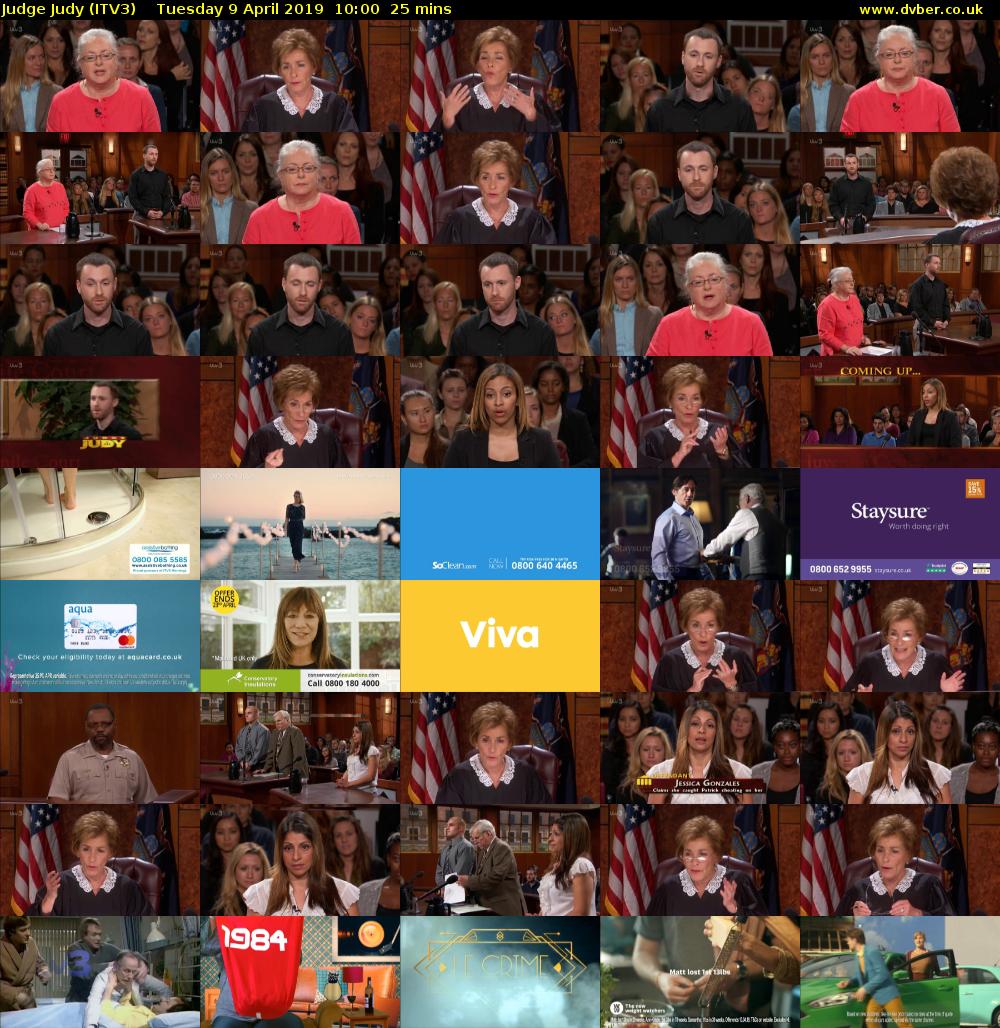 Judge Judy (ITV3) Tuesday 9 April 2019 10:00 - 10:25