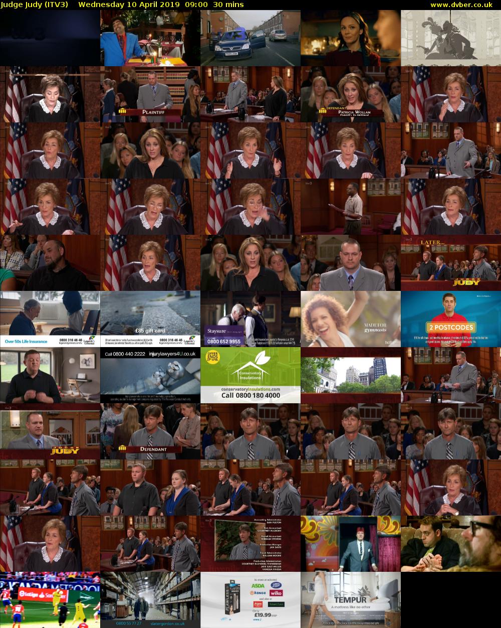 Judge Judy (ITV3) Wednesday 10 April 2019 09:00 - 09:30