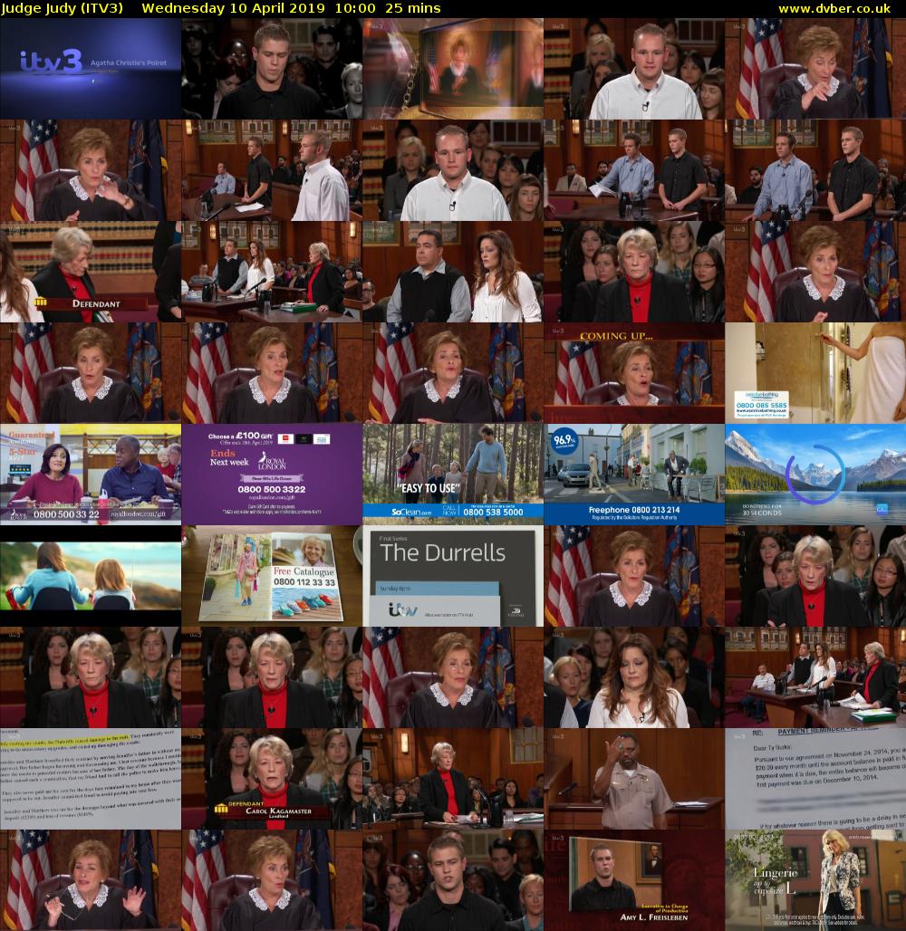 Judge Judy (ITV3) Wednesday 10 April 2019 10:00 - 10:25