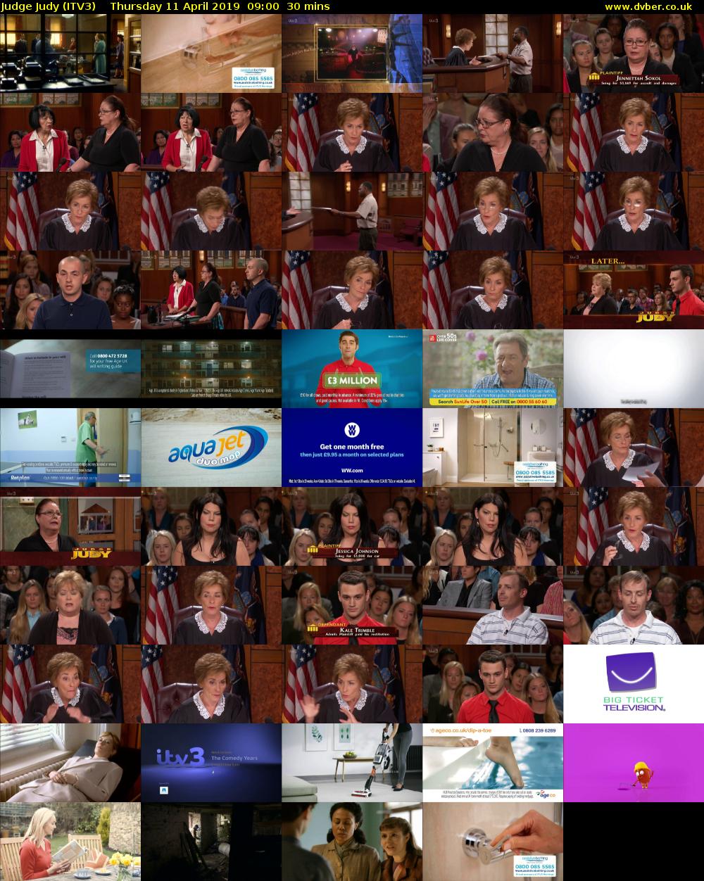 Judge Judy (ITV3) Thursday 11 April 2019 09:00 - 09:30
