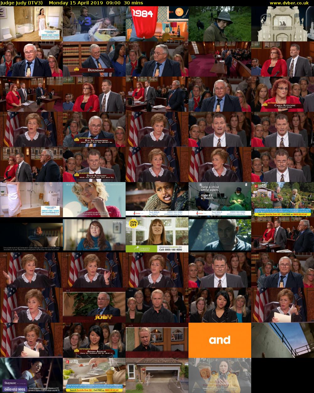 Judge Judy (ITV3) Monday 15 April 2019 09:00 - 09:30
