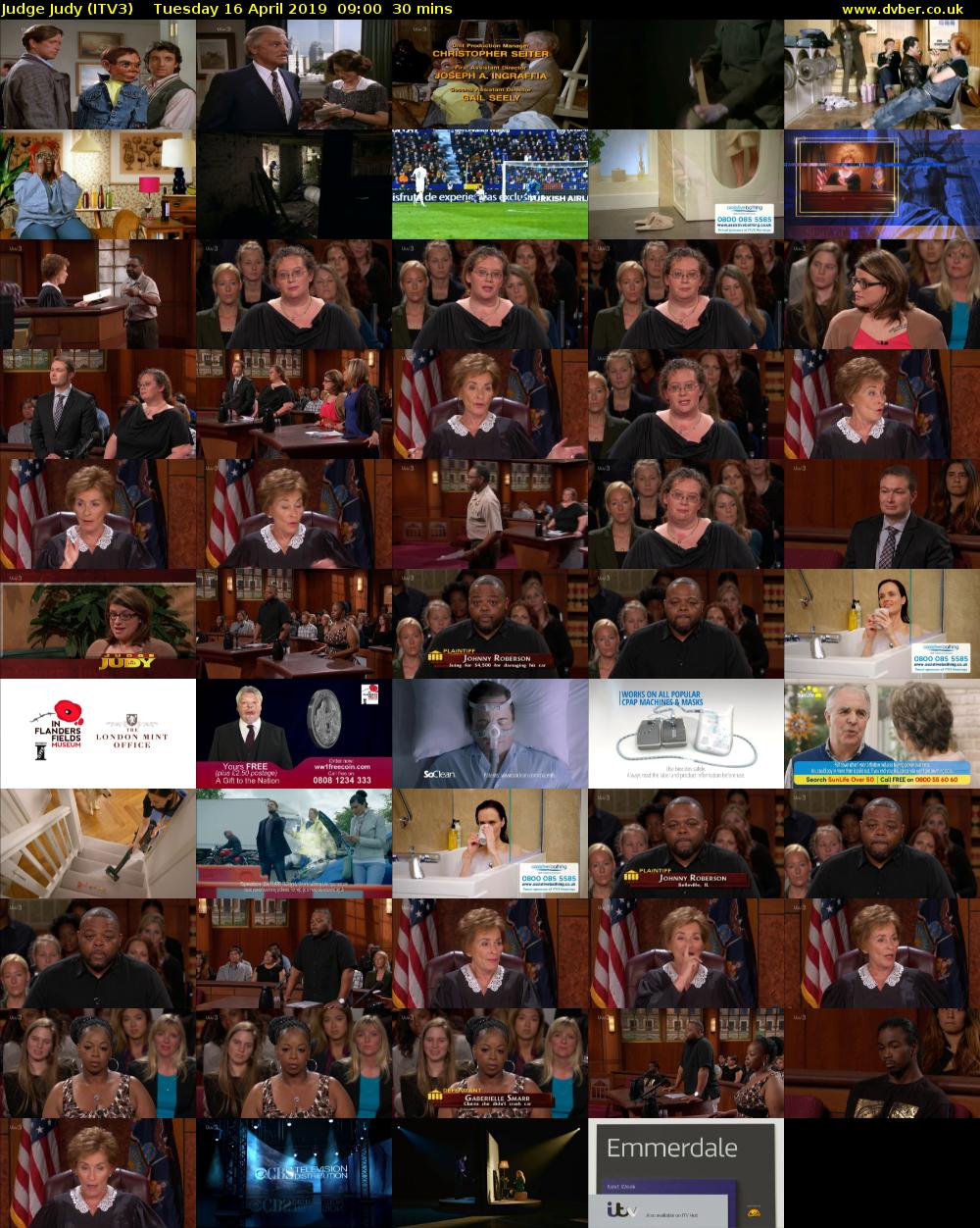 Judge Judy (ITV3) Tuesday 16 April 2019 09:00 - 09:30