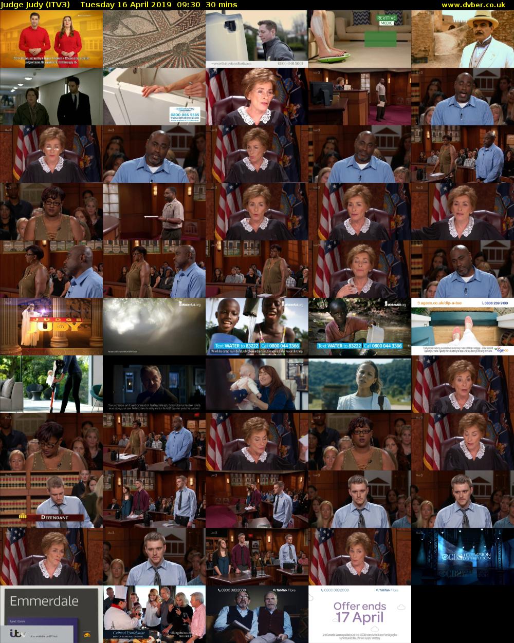 Judge Judy (ITV3) Tuesday 16 April 2019 09:30 - 10:00