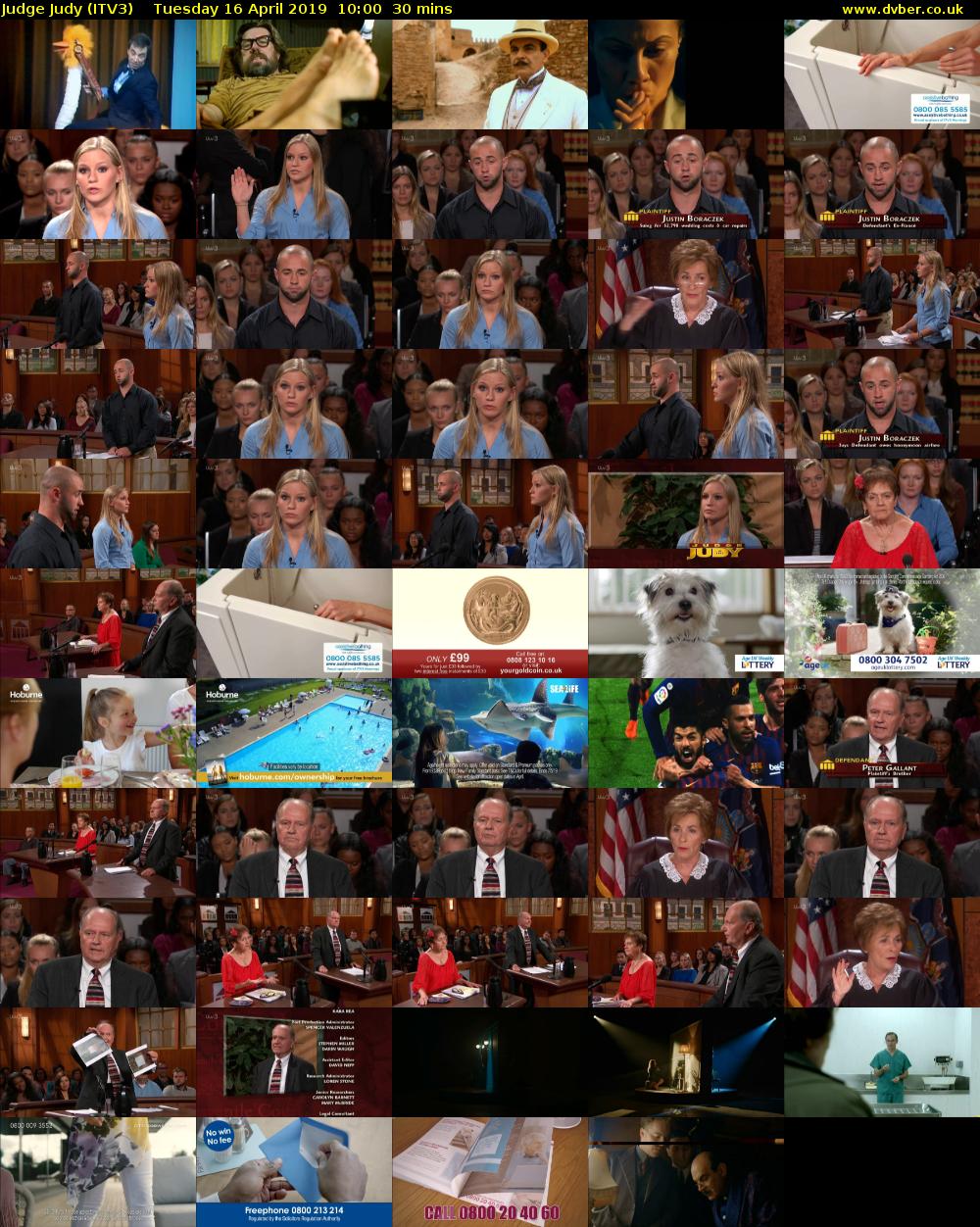 Judge Judy (ITV3) Tuesday 16 April 2019 10:00 - 10:30
