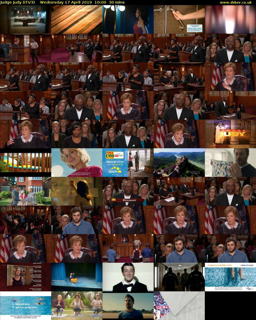 Judge Judy (ITV3) Wednesday 17 April 2019 10:00 - 10:30