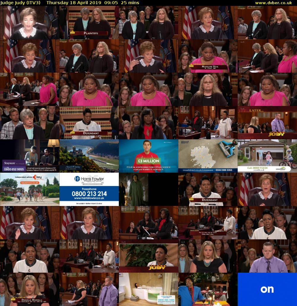 Judge Judy (ITV3) Thursday 18 April 2019 09:05 - 09:30