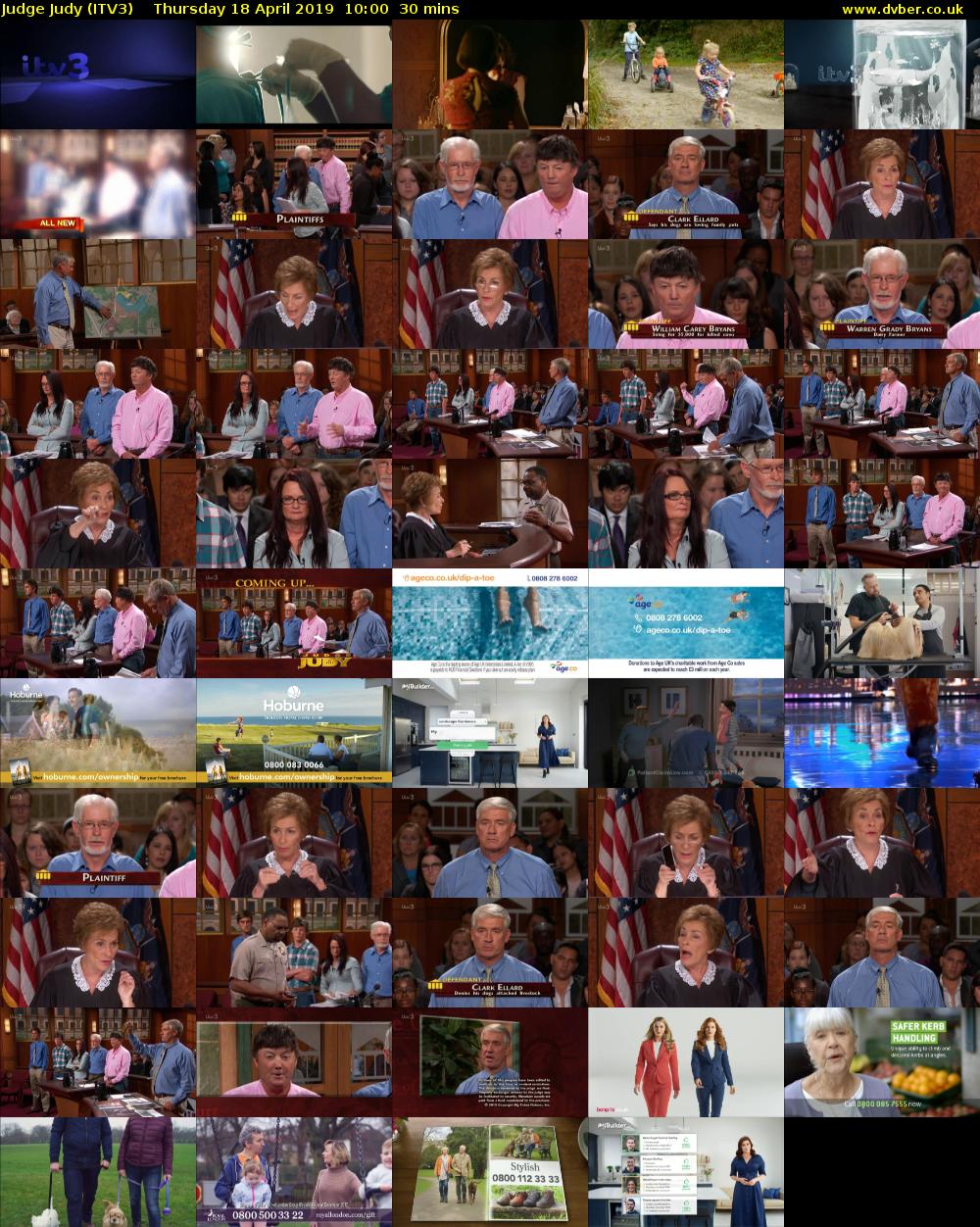 Judge Judy (ITV3) Thursday 18 April 2019 10:00 - 10:30