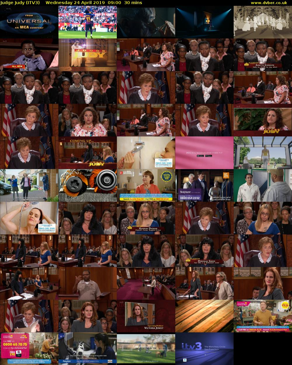 Judge Judy (ITV3) Wednesday 24 April 2019 09:00 - 09:30
