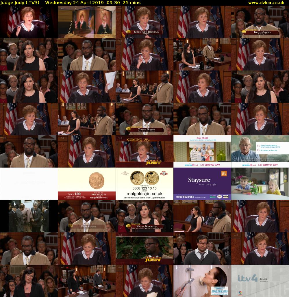 Judge Judy (ITV3) Wednesday 24 April 2019 09:30 - 09:55