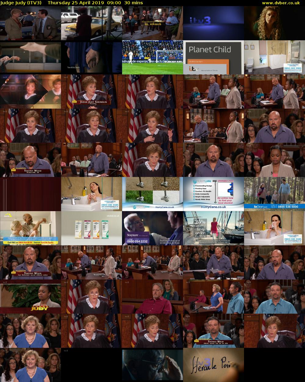 Judge Judy (ITV3) Thursday 25 April 2019 09:00 - 09:30